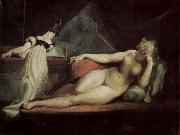 Johann Heinrich Fuseli Liegende Nackte und Klavierspielerin oil